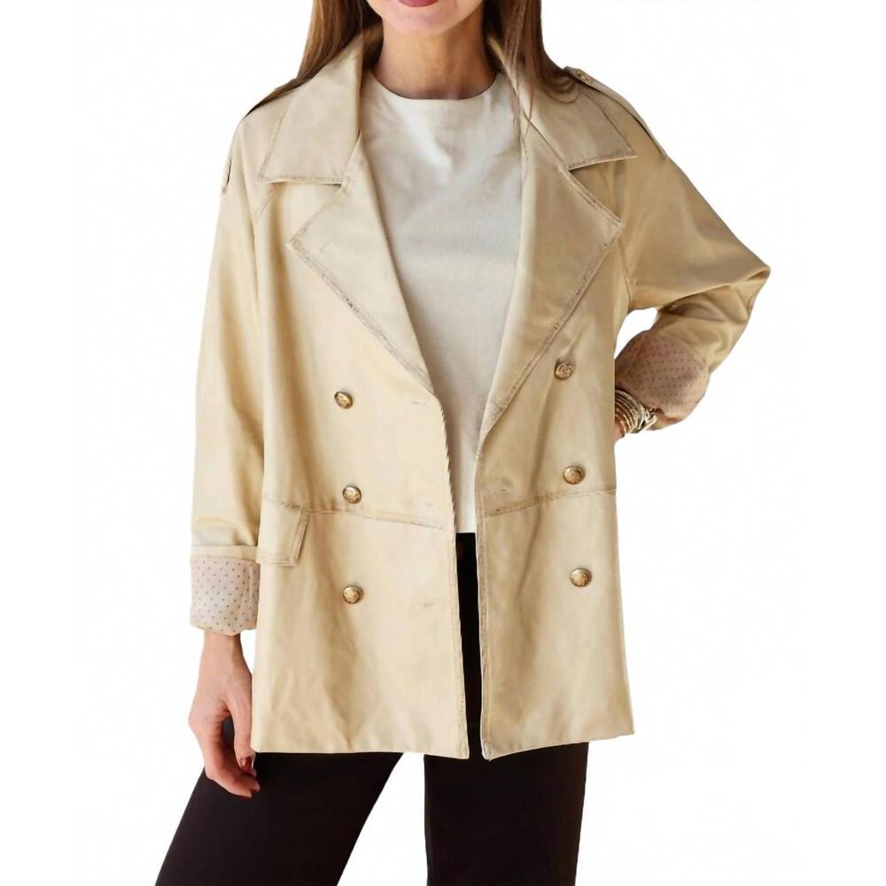 NEW FATE BY LFD faux leather double breasted jacket in khaki